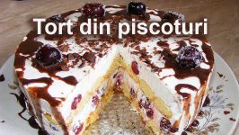 Tort Rapid Cu Piscoturi, Crema De Vanilie Si Fructe De Padure